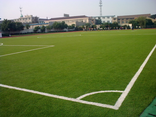 Césped artificial 25m m, 9000dtex PE verde de la hierba del fútbol respetuoso del medio ambiente